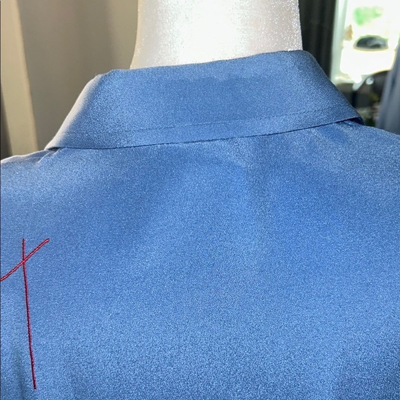 Worth Blue Blouse with Red Stitching - Picture 9 of 14